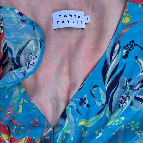 Tanya Taylor Bianka Silk Faux Wrap Floral Print Ruffle Mini Dress Size 4 Women's - Picture 9 of 16